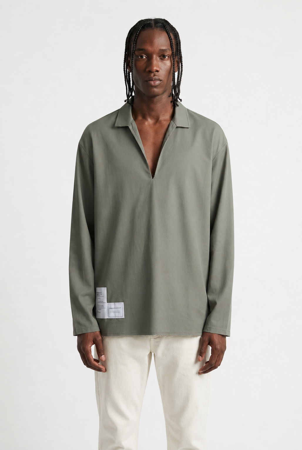 Camicia Oversize MILITARY con Collo Aperto