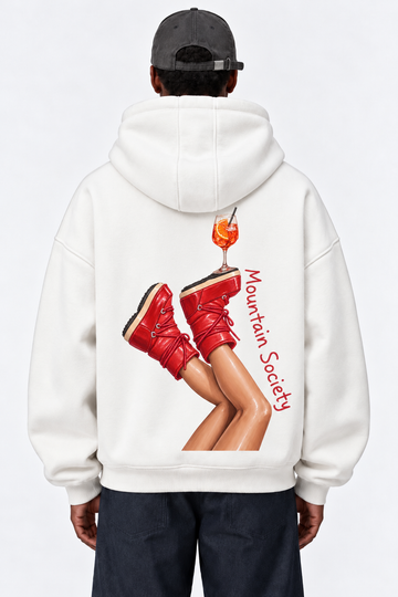 Felpa Hoodie Oversize MOUNTAIN CLUB OFF WHITE