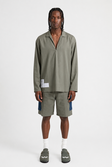 Camicia Oversize MILITARY con Collo Aperto