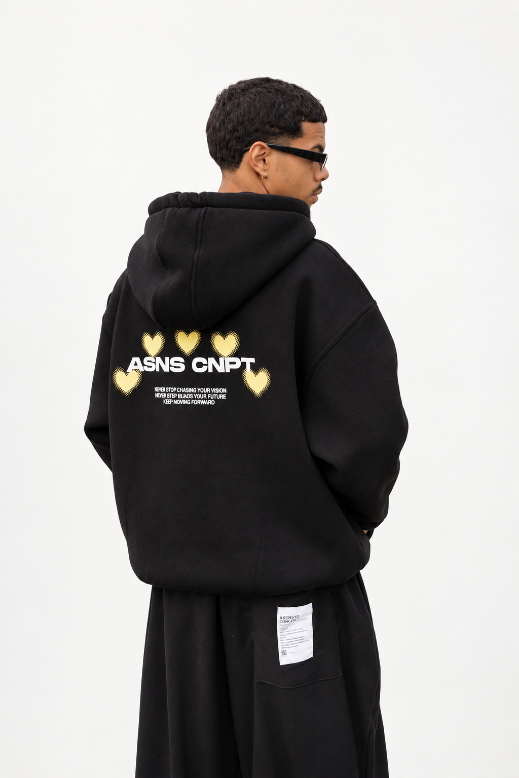 Felpa Hoodie Oversize Asns Cnpt Heart Nera