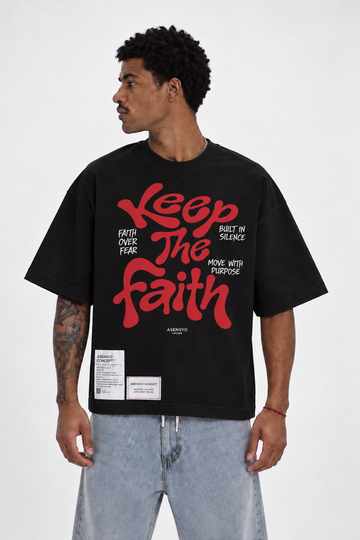T-Shirt Oversize Keep The Faith Nera