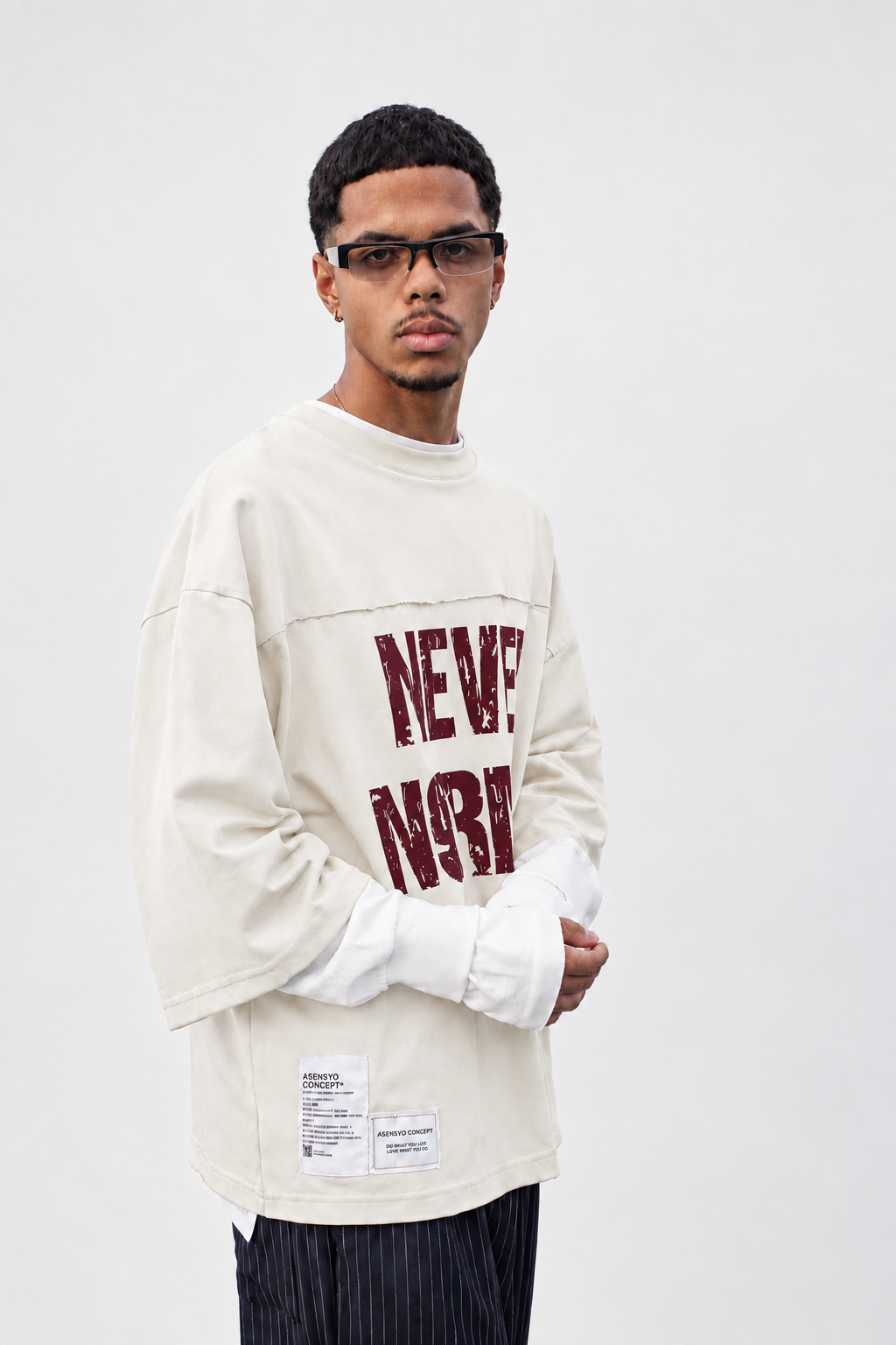 Long Sleeve Oversize Never Normal white