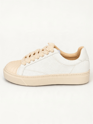 Sneakers in Pelle Martellata Bianca