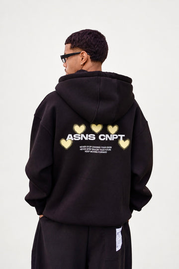 Felpa Hoodie Oversize Asns Cnpt Heart Nera