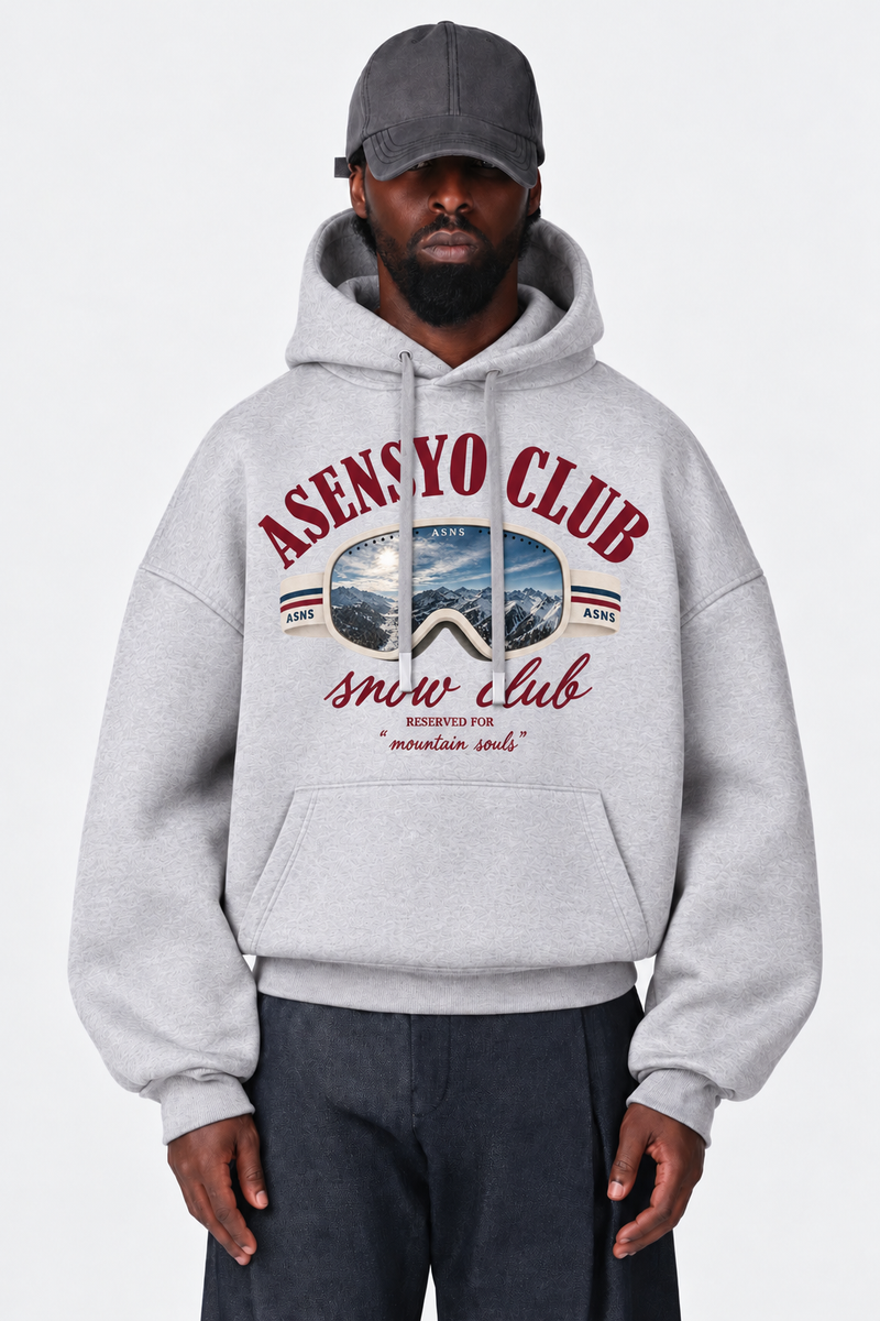Felpa Hoodie Oversize SNOW CLUB GREY