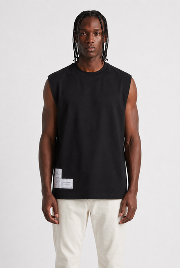 Canotta Oversize nero Uomo in Cotone Premium