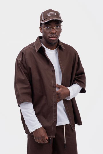 CAMICIA UTILITY PATCH PIGEON BROWN