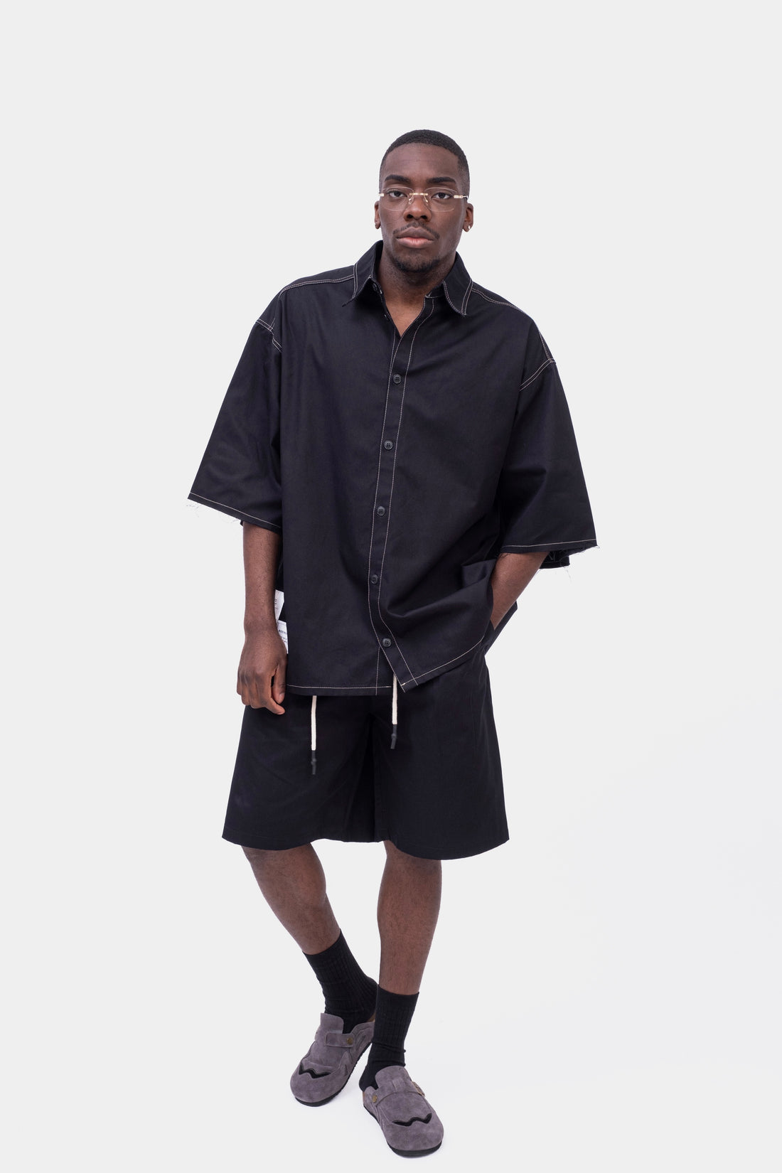 CAMICIA UTILITY PATCH PIGEON BLACK