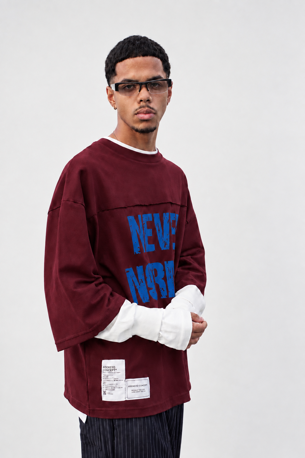 Long Sleeve Oversize Never Normal Bordeaux