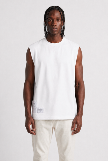 Canotta Oversize Bianca Uomo in Cotone Premium