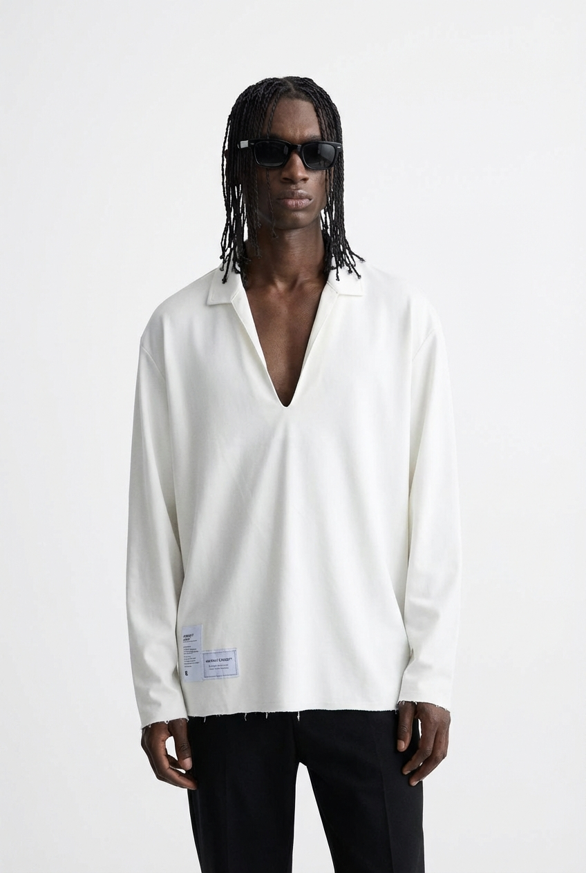 Camicia Oversize white con Collo Aperto