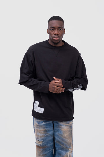 LONGSLEEVE LAYERED  BLACK